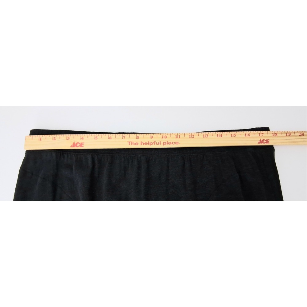 Denim & Co. Midi Skirt Women's Large Black Linen Blend Pockets Pullon Preowned - Picture 6 of 7
